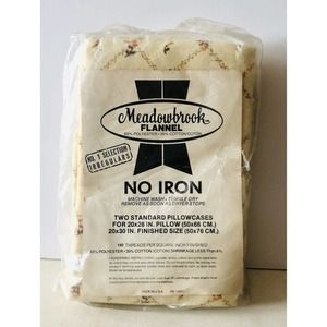 Vintage Flannel Pillowcases Fall Flower Meadowbrook No-Iron 20 X 30” Diamond USA